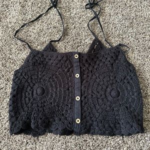 zara woven tie crop top